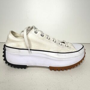 Converse Run Star Hike Platform Sneakers White Canvas‎ Low Top Unisex Size 8